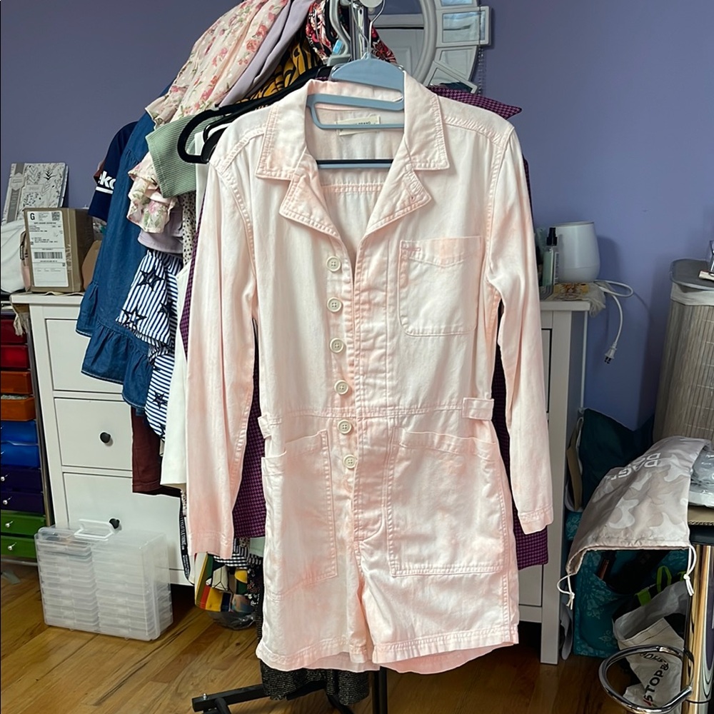 LUCKY BRAND Light Pink Button-Up Romper (never worn)